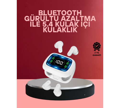 LED Ekranlı Şarj Kutulu Kablosuz Kulaklık Net Arama Özellikli