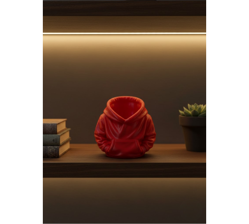 Dekoratif Kırmızı Hoodie Kalemlik 10x10 cm