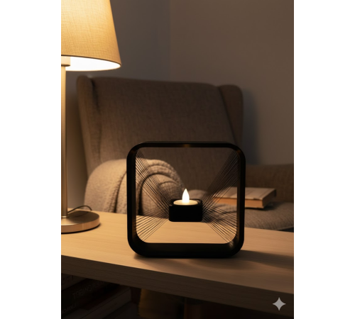 Kare Askılı Mumluk Duvara Asılan Şık Dekoratif Mumluk 16×16 cm