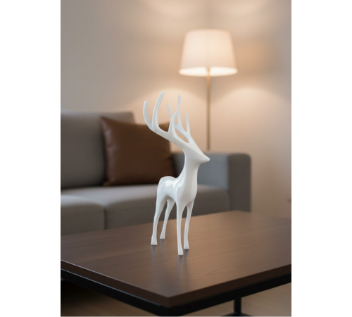 Beyaz Dekoratif Geyik Figürü Şık Ev Aksesuarı