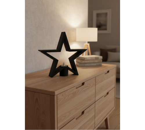 Siyah Yıldız Şeklinde Mumluk Loş Işık Dekor Aksesuarı