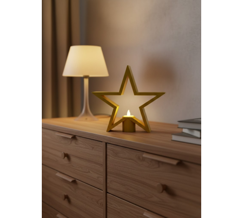 Yıldız Şeklinde Sarı Mumluk Loş Işık Ev Aksesuarı