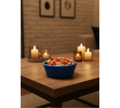 Yuvarlak Çerezlik Lacivert Salon ve Masa Üstü Sunum Kasesi