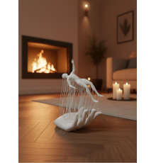 Dekoratif El Üzerinde İnsan Figürü Beyaz Minimal Sanatsal Biblo