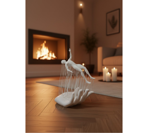 Dekoratif El Üzerinde İnsan Figürü Beyaz Minimal Sanatsal Biblo