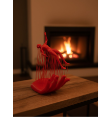 Kırmızı El ve İnsan Figürü Dekoratif Biblo Salon Ofis Raf ve Konsol Üstü İçin 12x18 cm