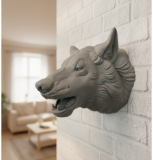 Asılabilir Gri Kurt Heykeli Ev Ofis Duvar Süslemesi Dekoratif