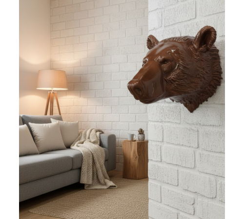 Ayı Başı Duvar Dekoru Modern Asılabilir Heykel 25x19 cm