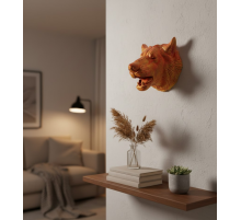 Gold Renk 3D Kurt Başı Duvar Dekoru