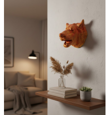 Gold Renk 3D Kurt Başı Duvar Dekoru