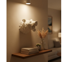 Beyaz Renk 3D Ayı Başı Duvar Dekoru