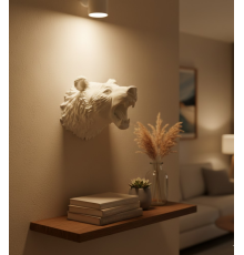 Beyaz Renk 3D Ayı Başı Duvar Dekoru