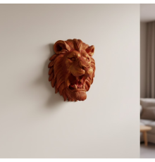 Gold Kırmızı Aslan Duvar Dekoru Asılabilir Hediyelik 3D Heykel 20x21 cm