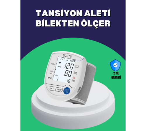 Şarjlı ve Pilli Bilek Tansiyon Ölçer Dijital Ekran Hafıza Kayıtlı
