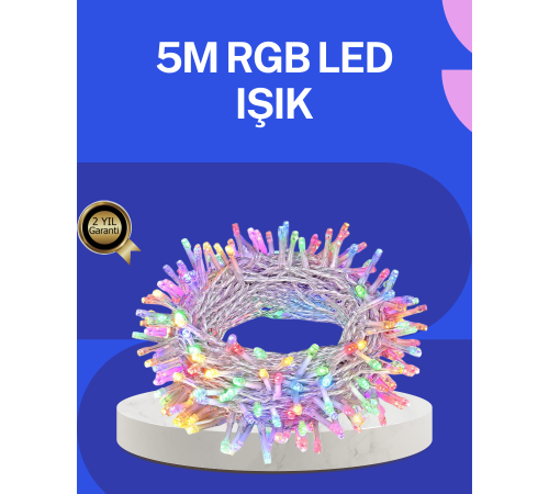 5 Metre Şeffaf Kablo LED Peri Işığı 50 Ampullü Dekoratif Led