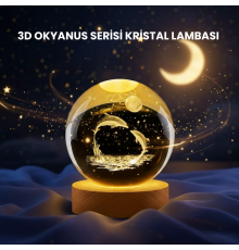 Yunus Figürlü LED Kristal Küre Ahşap Standlı Dekoratif Gece Lambası