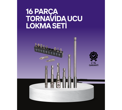 Çok Amaçlı 16lı Bits Uç Seti Dayanıklı Tornavida Adaptör