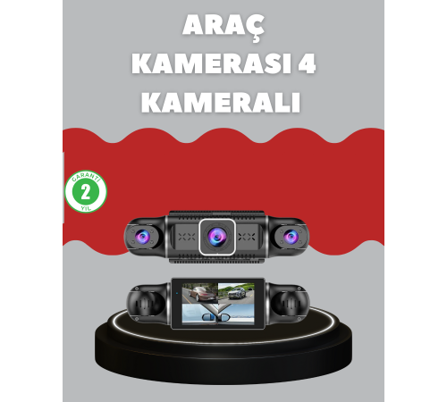 4 Kameralı Araç Kayıt Cihazı Full HD Park İzleme Gece Görüş