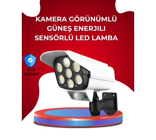Uzaktan Kumandalı Güneş Enerjili LED Güvenlik Lambası Kamera Tipi Hareket Sensörlü