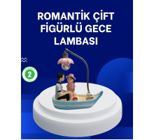 Romantik Sandal Üzerinde Çift Figürü LED Gece Lambası Masa Dekoru