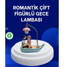 Romantik Sandal Üzerinde Çift Figürü LED Gece Lambası Masa Dekoru