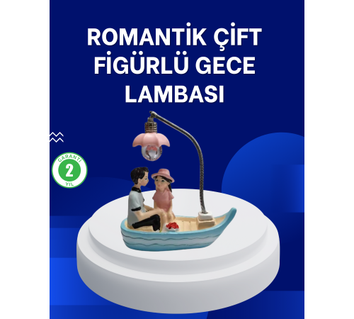 Romantik Sandal Üzerinde Çift Figürü LED Gece Lambası Masa Dekoru