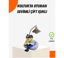 Sevgiliye Özel Çift Figürlü LED Masa Lambası Okuyan Çift Tasarım