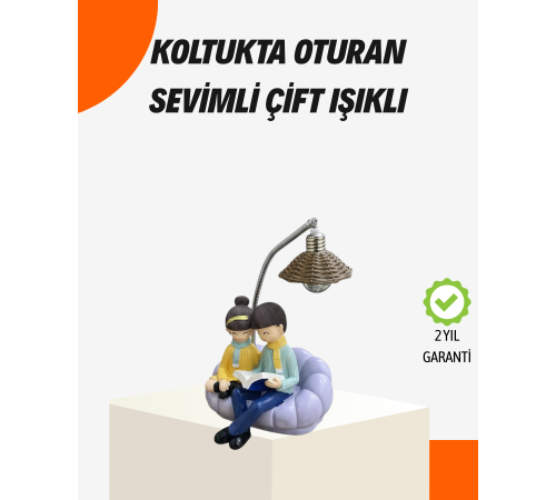 Sevgiliye Özel Çift Figürlü LED Masa Lambası Okuyan Çift Tasarım