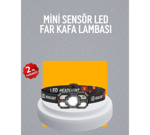 Şarj Edilebilir LED Far Hareket Sensörlü 5 Modlu Outdoor