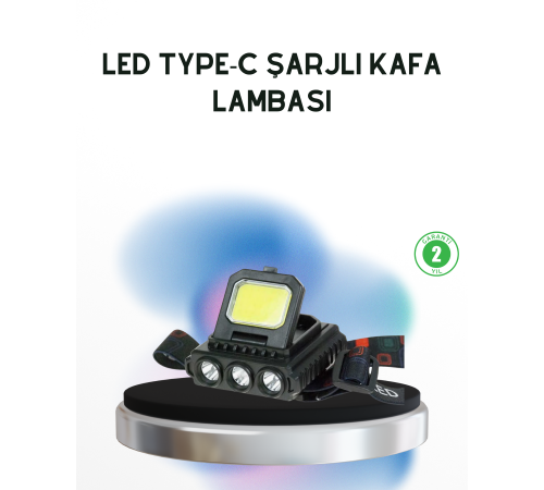 Şarjlı LED Kafa Lambası 800 Lumen COB XPE Ayarlanabilir Başlıklı