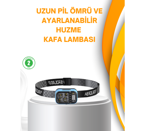 Su Geçirmez LED Kafa Lambası 53 Çalışma Modu Güç Ekranlı