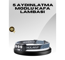 USB Şarjlı LED Kafa Lambası 300 Lümen Güç Göstergeli
