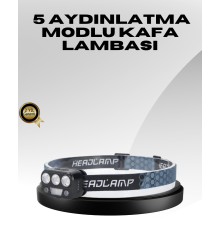 USB Şarjlı LED Kafa Lambası 300 Lümen Güç Göstergeli