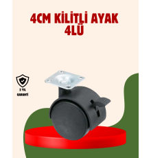 4 cm Kilitli Döner Ayak 4 Adet Sehpa ve Mobilya Ayağı
