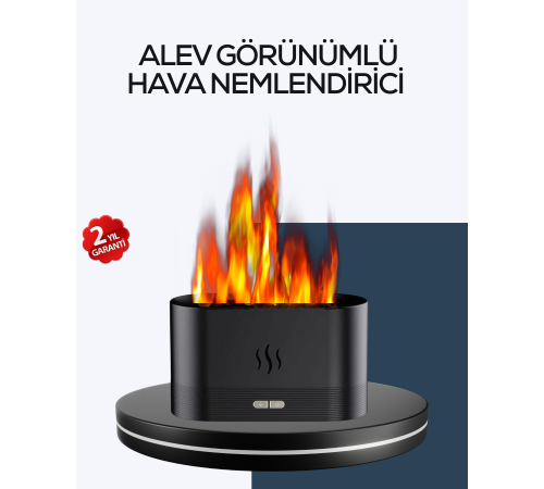 Aromatik Oda Kokusu Difüzörü Alev Tasarımlı LED Işıklı Nemlendirici