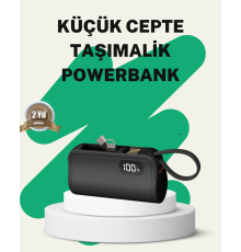 2000mAh Mini Powerbank Dahili Konektörlü PD 20W