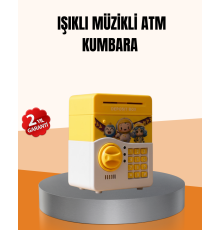 ATM Tasarımlı Sarı Işıklı Sesli Elektronik Kumbara