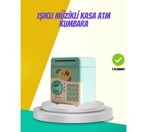 ATM Görünümlü Su Yeşili Otomatik Para Çeken Şifreli Kumbara