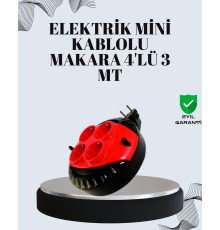 3 Metre Uzatma Kablolu 4 Prizli Makara Kırmızı