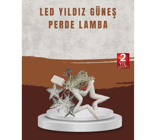 Yıldız Desenli Perde Tipi Peri Led 3x3 Metre Aydınlatma
