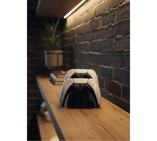 İkili Gamepad Tutucu Siyah 7x18 cm Masa ve Raf Düzeni