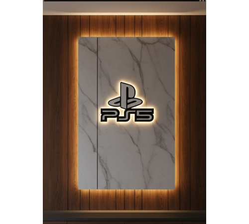 PS5 Logo Dekoratif Duvar Süsü Oyun Odası ve Salon Uyumu