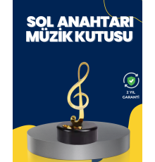 Altın Sol Anahtarı Müzik Kutusu Döner Mekanizmalı