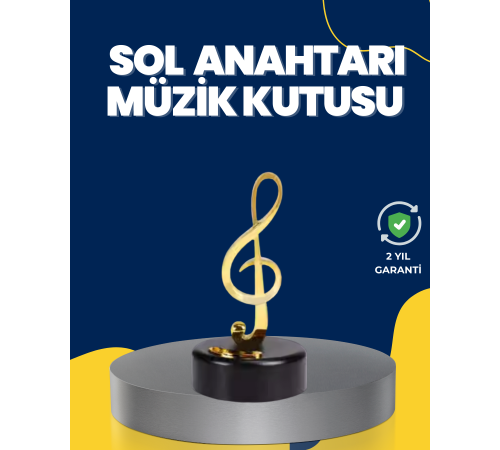 Altın Sol Anahtarı Müzik Kutusu Döner Mekanizmalı