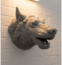 Kurt Başı Duvar Aksesuarı Gri Renk Asılabilir Hediyelik Figür