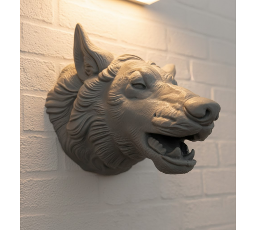 Kurt Başı Duvar Aksesuarı Gri Renk Asılabilir Hediyelik Figür