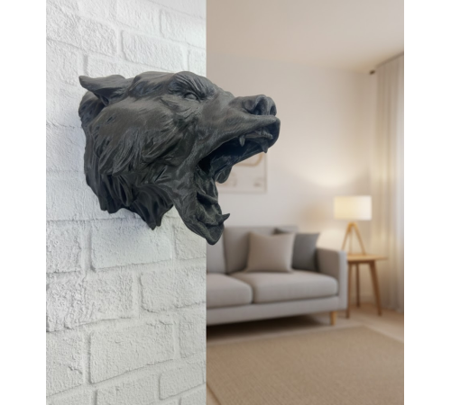 Siyah Ayı Figürü Duvar Dekoru Asılabilir Hediyelik Heykel 25x19 cm (Kopya)