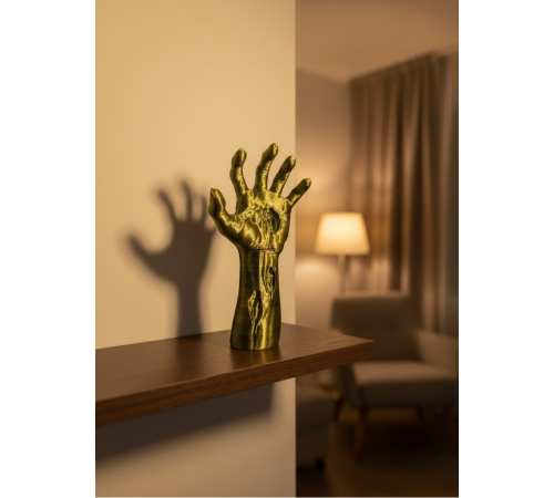 Sanatsal El Formu Heykel Altın Yeşil Tasarım Hediyelik Dekor