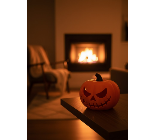 23×15 cm Korku Temalı Balkabağı Biblo Dekoratif Ev Ofis Süs Eşyası