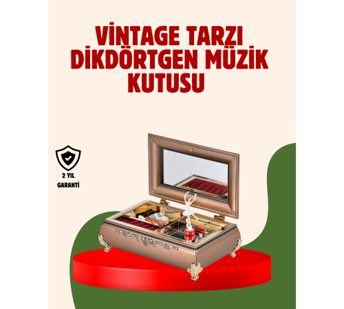 Piyano Şeklinde Balerinli Müzik Kutusu Takı Bölmeli Şık Model